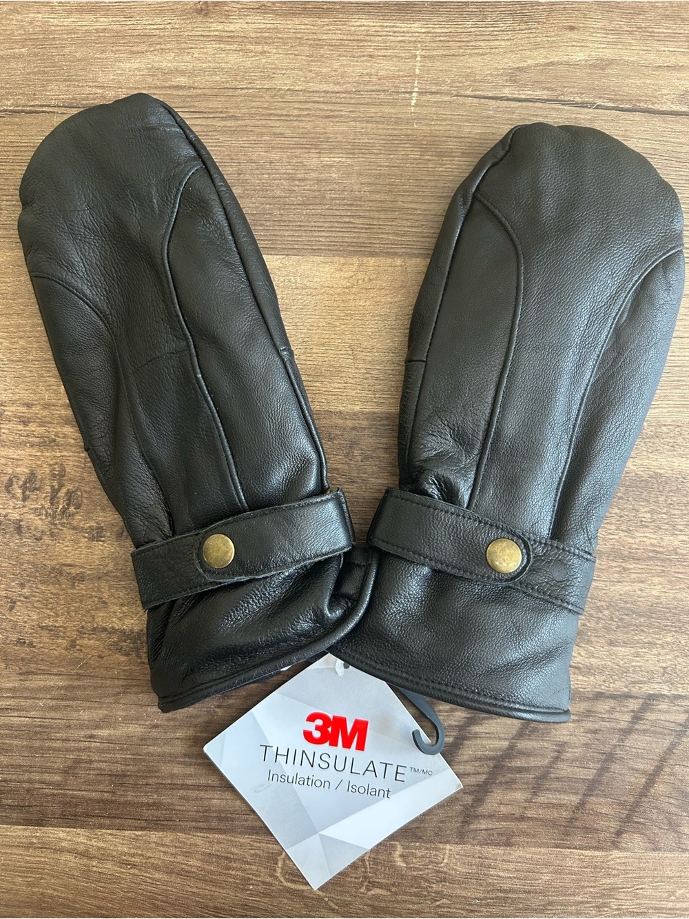 Kombi NWT Black Leather Finger-Glove Mittens Size 7/L - Thinsulate